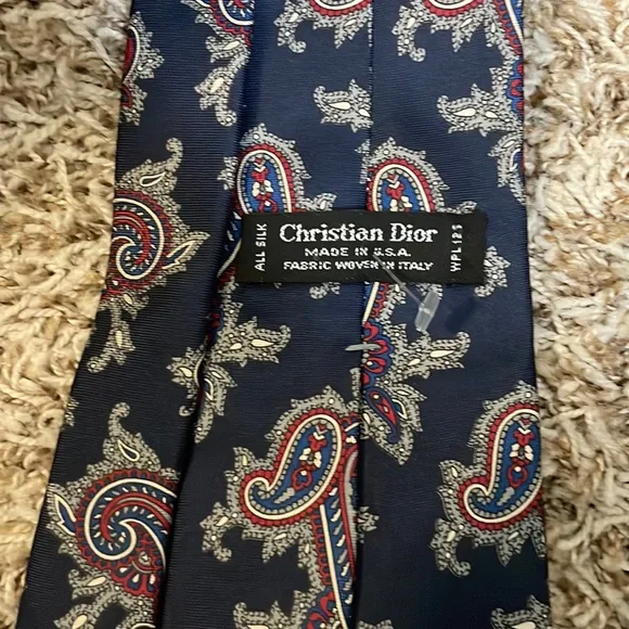 Christian Dior Blue Red & White Paisley All Silk Tie - Picture 5 of 16